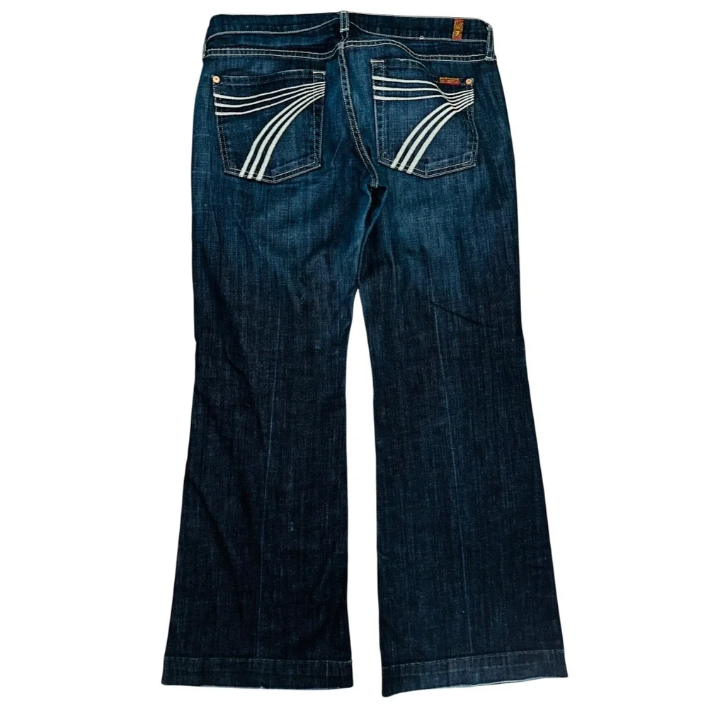 WB3 7 For All Mankind Dojo Jeans Womens 31 Dark Wash Wide‎ Leg Flare USA Y2K - Picture 9 of 9